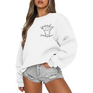 Women's Halloween Sweatshirt Cute Spooky Season Sweatshirts Ghost Fall